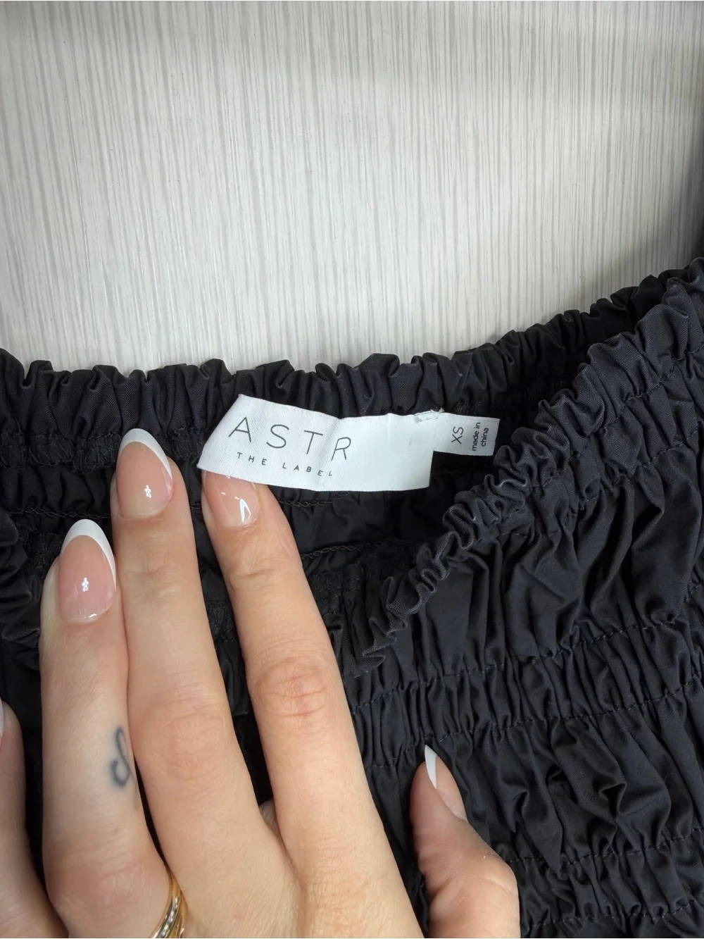 ASTR The Label Black Puff Sleeve Smocked Blouse Edwardian Cottagecore Revolve XS